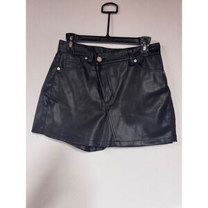 Blank NYC Black Vegan Leather Asymmetrical Crossover Skort Size 26 08YB8401